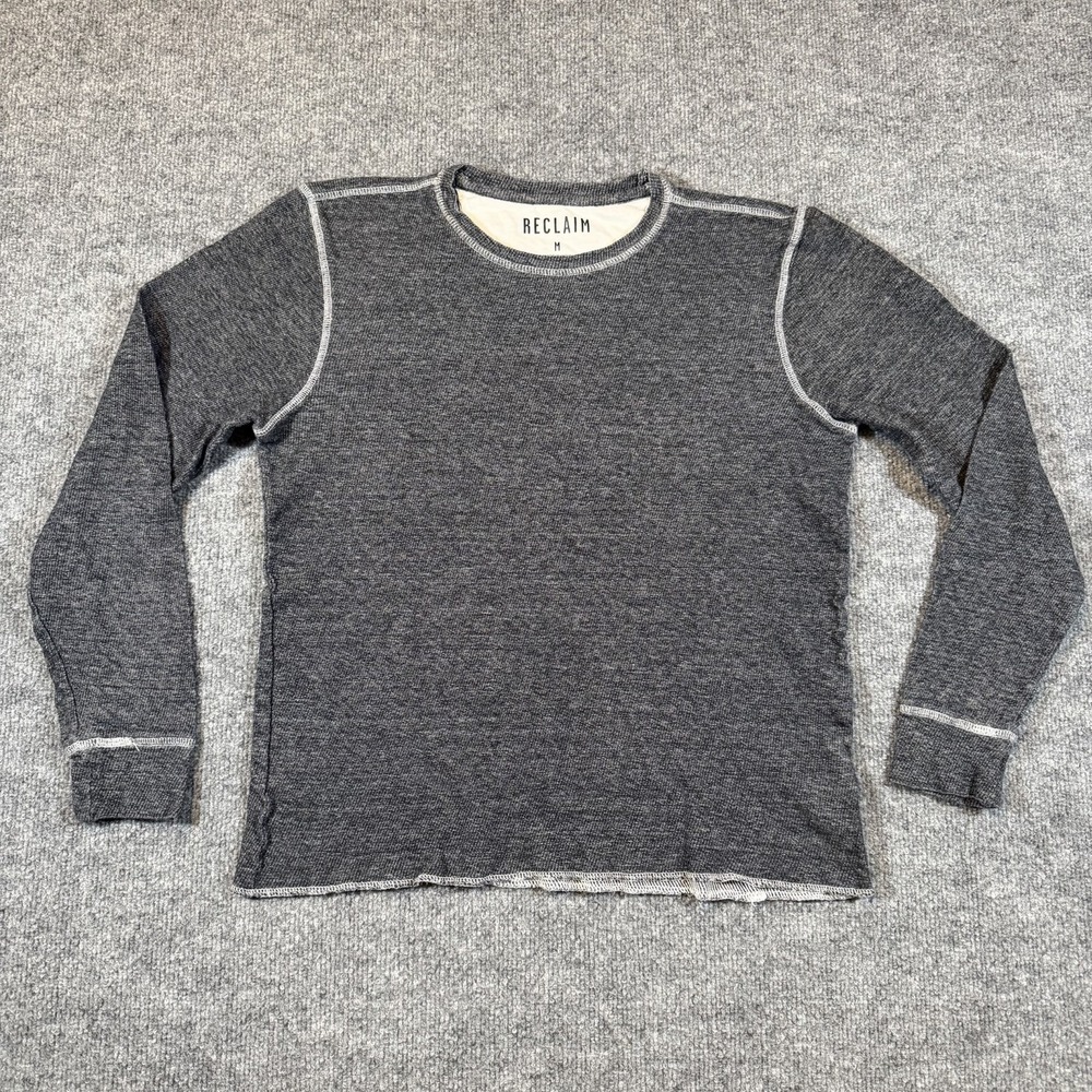 Buckle Reclaim Drop Needle Thermal Mens M Long-Sleeve Gray Cotton Shirt